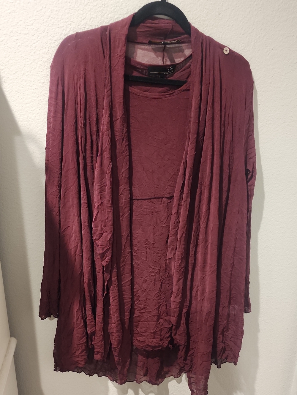 Habitat Wine Open-Front Draped Cardigan